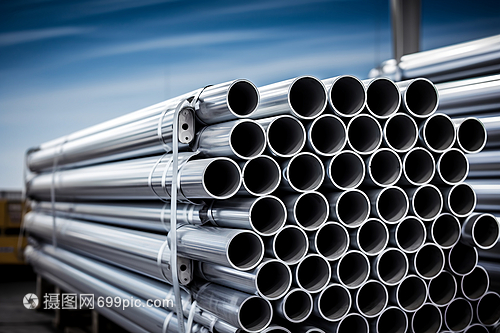 金属的阵列 银色钢管的工业美学